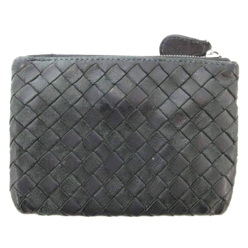 Bottega Veneta Intrecciato Coin Case Coin Purse Leather with Key Ring Genuine