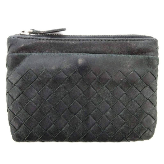 Bottega Veneta Intrecciato Coin Case Coin Purse Leather with Key Ring Genuine
