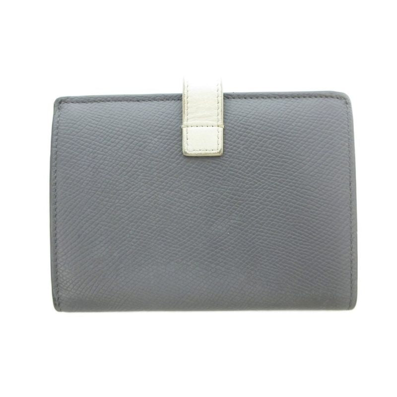 Celine Medium Strap Wallet Bifold Leather Bicolor Gray White Uo