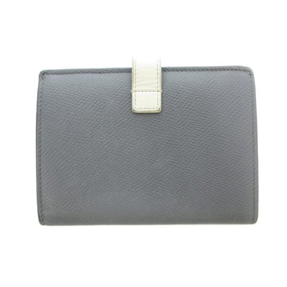 Celine Medium Strap Wallet Bifold Leather Bicolor Gray White Uo