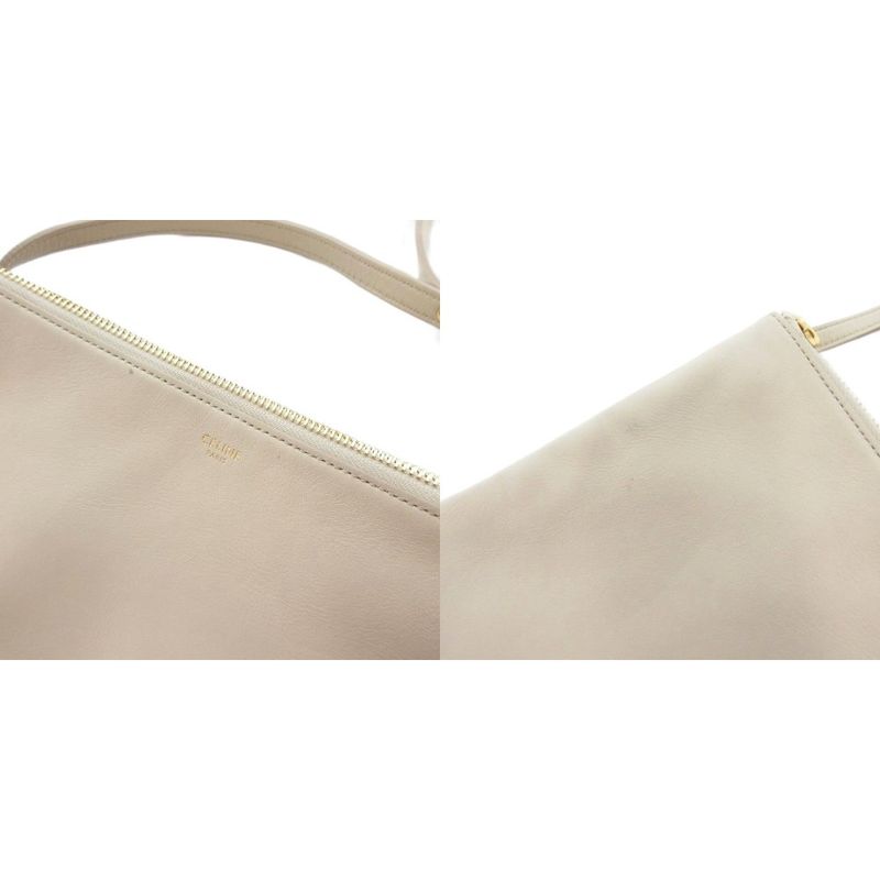 Celine Trio Shoulder Bag Leather Beige Uo