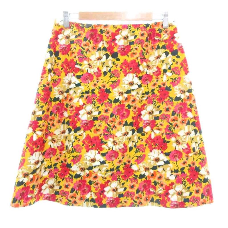 Gucci Tagged Flower Print a-Line Skirt Trapezoidal Bee Floral 42 Yellow