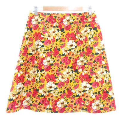 Gucci Tagged Flower Print a-Line Skirt Trapezoidal Bee Floral 42 Yellow