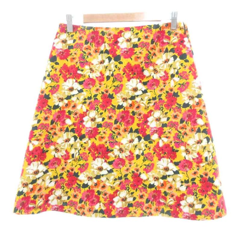 Gucci Tagged Flower Print a-Line Skirt Trapezoidal Bee Floral 42 Yellow