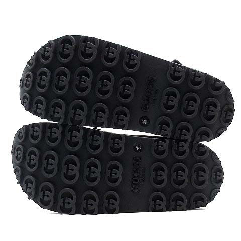 Gucci Horsebit Platform Rubber Sandals Strap 742435 Black 35 Approx 22cm
