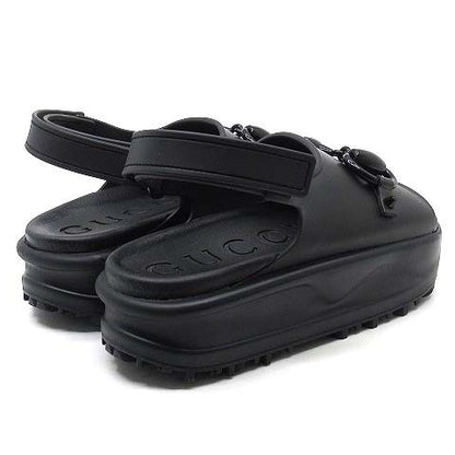 Gucci Horsebit Platform Rubber Sandals Strap 742435 Black 35 Approx 22cm