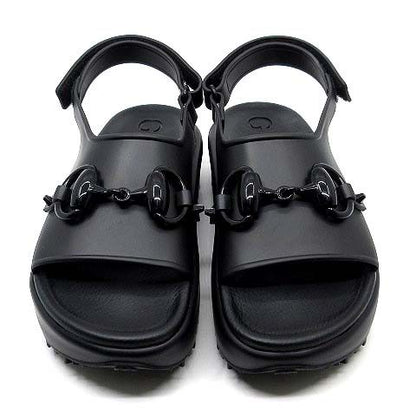 Gucci Horsebit Platform Rubber Sandals Strap 742435 Black 35 Approx 22cm