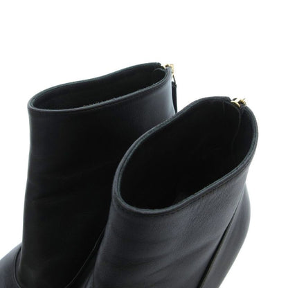 Chanel Booties Short Boots Leather Faux Pearl High Heel Pointed Toe 35.5 Black