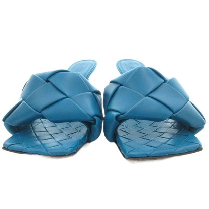 Bottega Veneta Intrecciato Lido Mules Sandals Leather High Heel 35.5 Turquoise