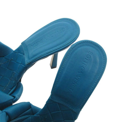 Bottega Veneta Intrecciato Lido Mules Sandals Leather High Heel 35.5 Turquoise