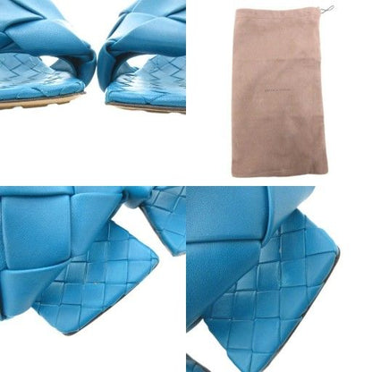 Bottega Veneta Intrecciato Lido Mules Sandals Leather High Heel 35.5 Turquoise