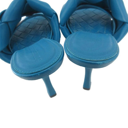Bottega Veneta Intrecciato Lido Mules Sandals Leather High Heel 35.5 Turquoise