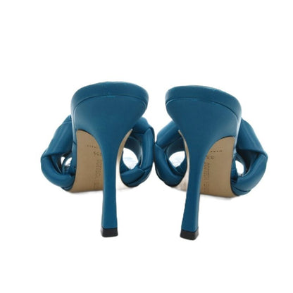 Bottega Veneta Intrecciato Lido Mules Sandals Leather High Heel 35.5 Turquoise