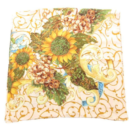 Chanel Scarf Large Size Coco Mark Sunflower Grapes Pink Beige Yellow Type Uo