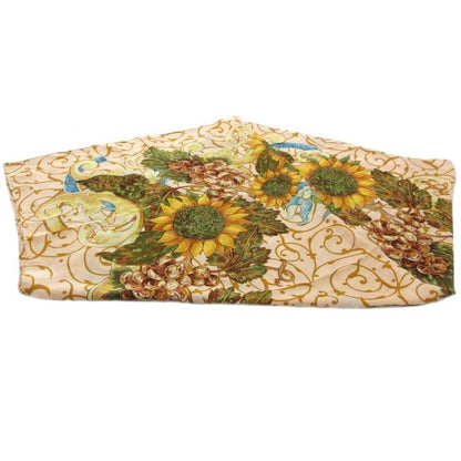 Chanel Scarf Large Size Coco Mark Sunflower Grapes Pink Beige Yellow Type Uo