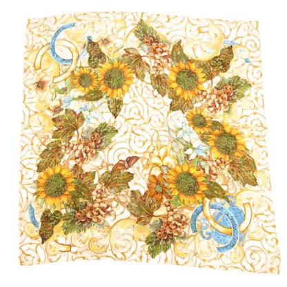 Chanel Scarf Large Size Coco Mark Sunflower Grapes Pink Beige Yellow Type Uo