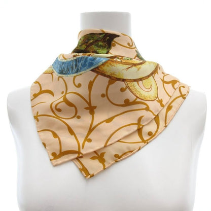 Chanel Scarf Large Size Coco Mark Sunflower Grapes Pink Beige Yellow Type Uo