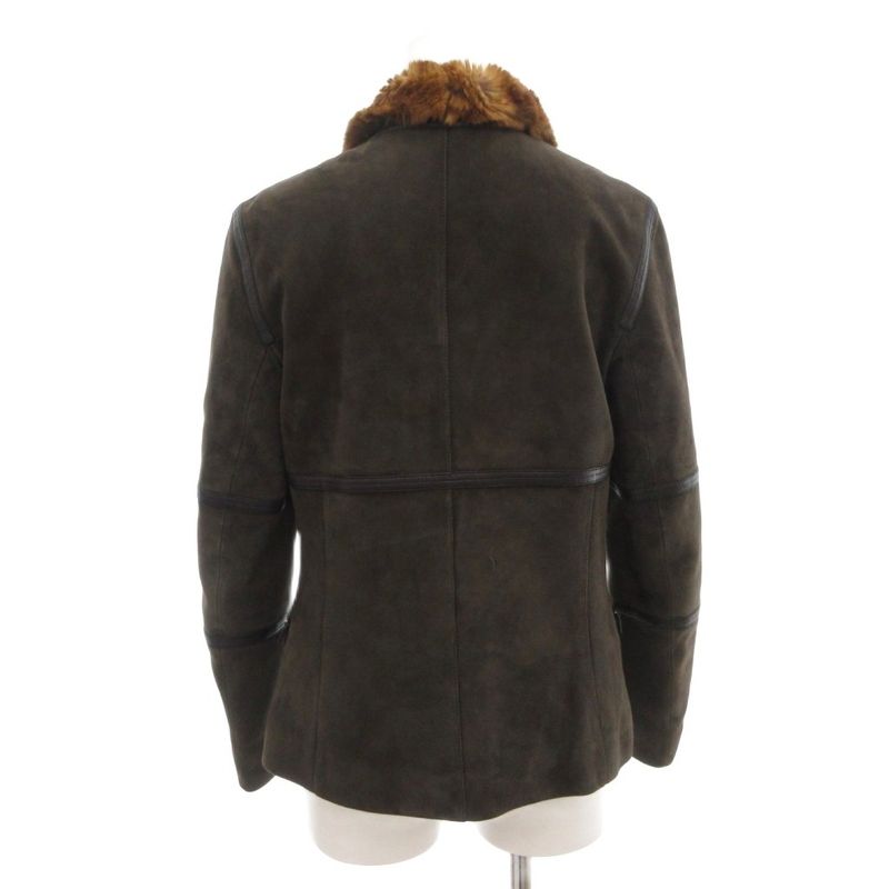 Loewe Mouton Jacket 38 M Rabbit Fur Sheepskin Leather Brown Ae