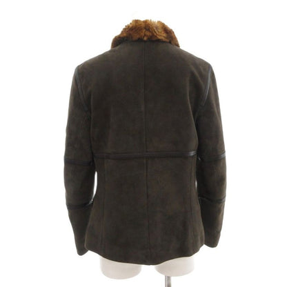 Loewe Mouton Jacket 38 M Rabbit Fur Sheepskin Leather Brown Ae