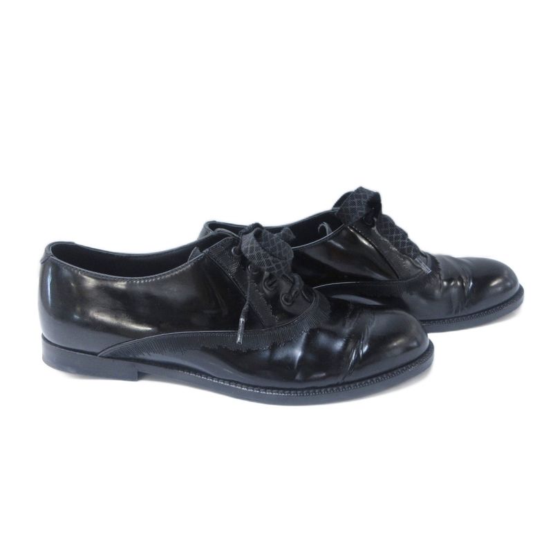 Bottega Veneta Dress Shoes Enamel Leather Stitch Design Lace-Up Leather Shoes