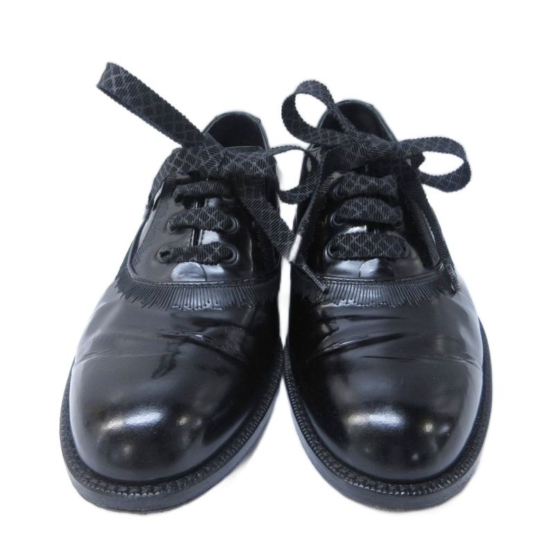 Bottega Veneta Dress Shoes Enamel Leather Stitch Design Lace-Up Leather Shoes