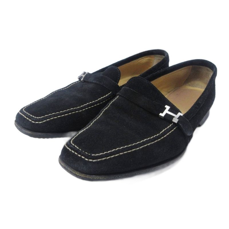 Hermes Loafer H Logo Hardware Suede Leather 36 1 2 Approx 23.5cm (9.25in) Black