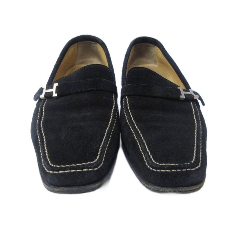 Hermes Loafer H Logo Hardware Suede Leather 36 1 2 Approx 23.5cm (9.25in) Black