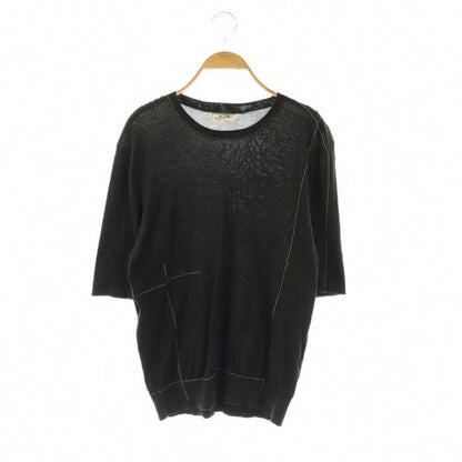 Hermes Stitched Cotton Short Sleeve T-Shirt Cut and S Charcoal Gray Es - OS