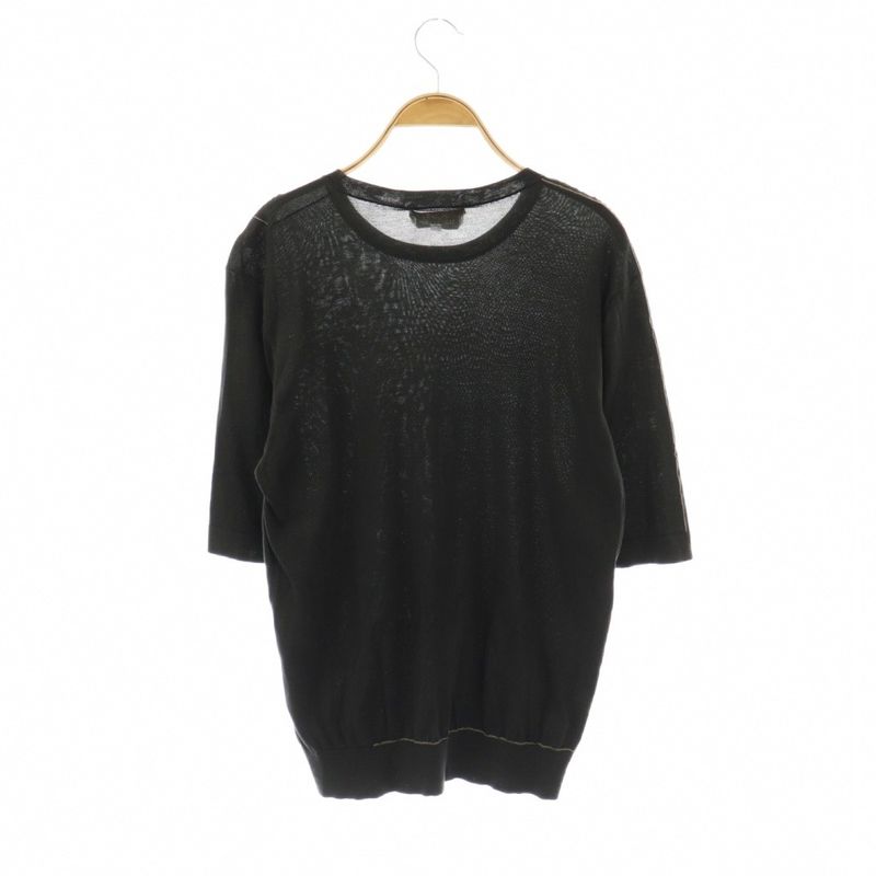 Hermes Stitched Cotton Short Sleeve T-Shirt Cut and S Charcoal Gray Es - OS