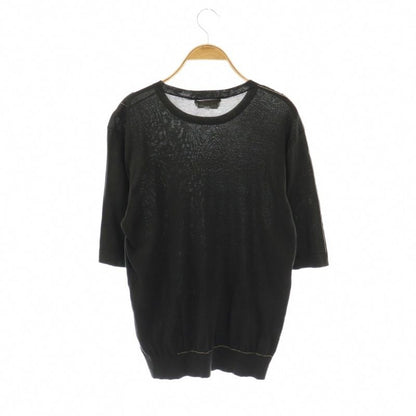 Hermes Stitched Cotton Short Sleeve T-Shirt Cut and S Charcoal Gray Es - OS