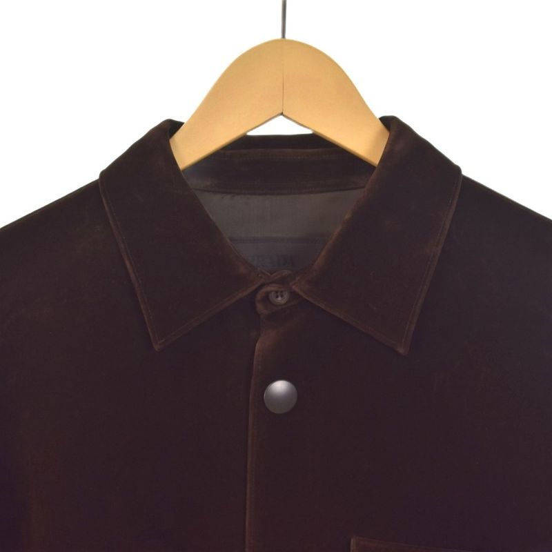 Prada 23aw Triangle Logo Velvet Jacket M Brown Sc657 S231 12ho Aa