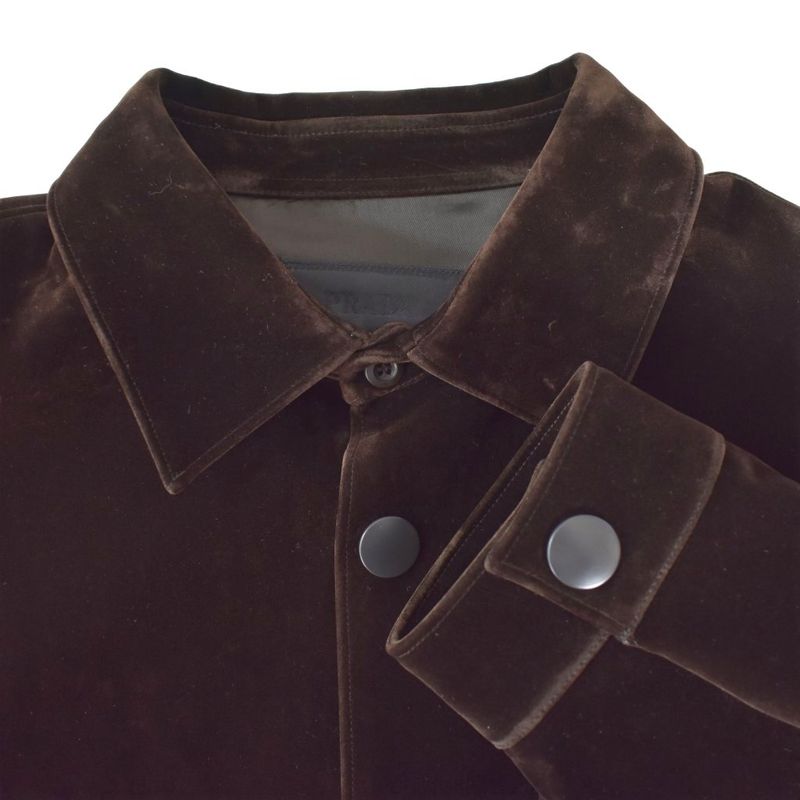 Prada 23aw Triangle Logo Velvet Jacket M Brown Sc657 S231 12ho Aa