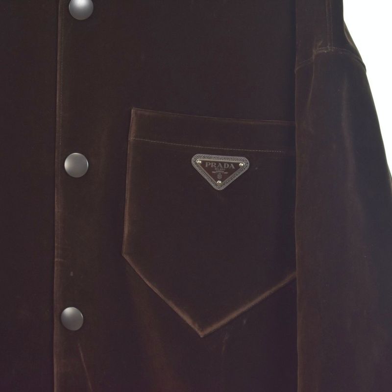 Prada 23aw Triangle Logo Velvet Jacket M Brown Sc657 S231 12ho Aa