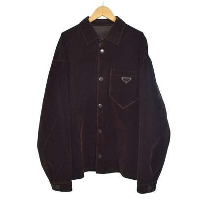 Prada 23aw Triangle Logo Velvet Jacket M Brown Sc657 S231 12ho Aa