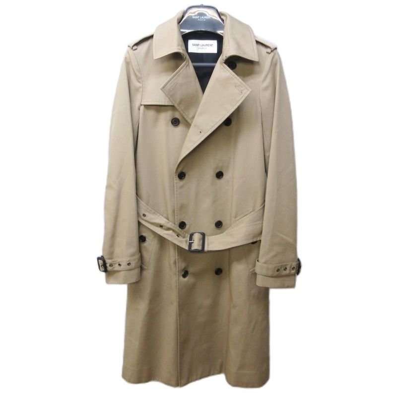 Saint Laurent Paris Excellent Condition Belted Classic Trench Coat Jacket Long