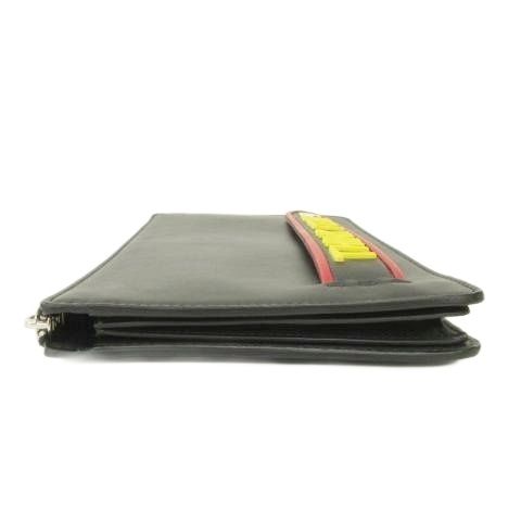 Fendi Think 7va350 Second Clutch Bag Leather Logo Black Aa