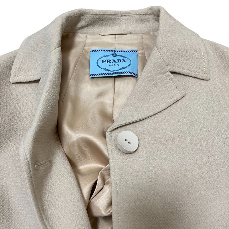 Prada Sleeve Design Virgin Wool Long Coat Size 38 Pink Beige Women Used