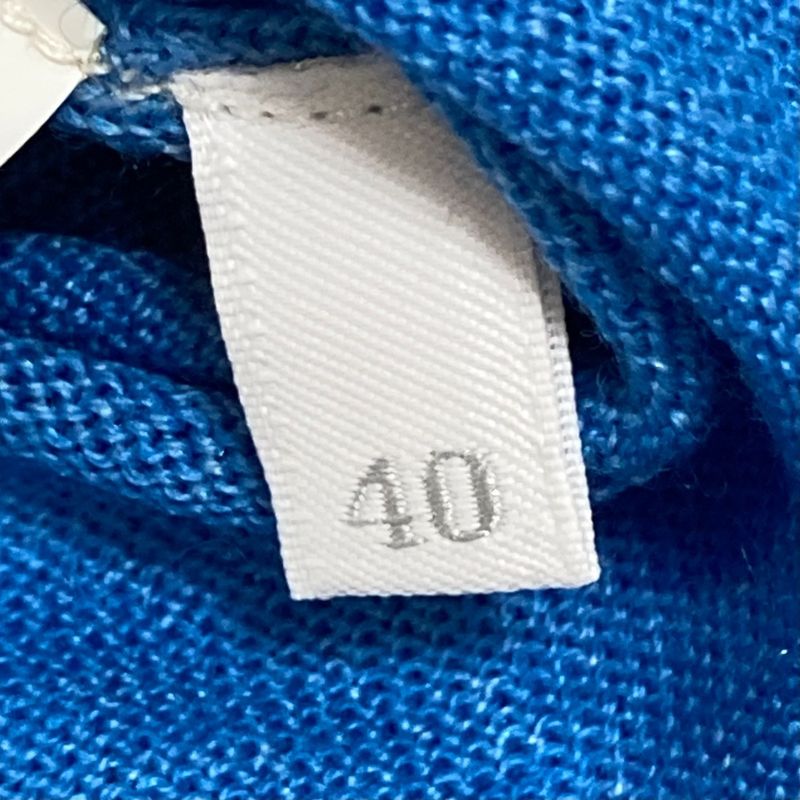 Prada Wool Silk Crew Neck High Gauge Knit Cardigan Size 40 Blue Women's