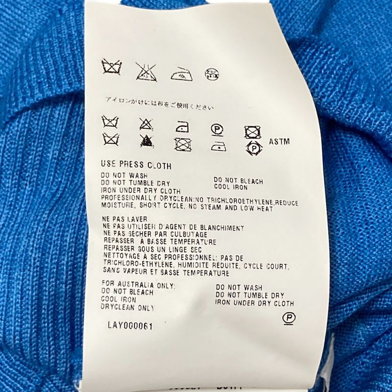 Prada Wool Silk Crew Neck High Gauge Knit Cardigan Size 40 Blue Women's