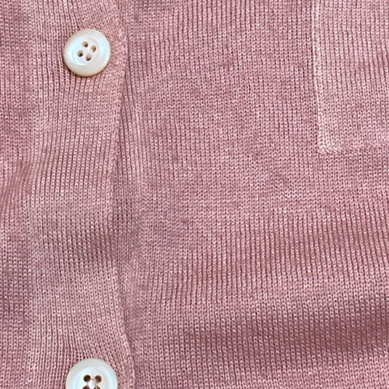 Good Prada Wool Silk Crew Neck High Gauge Knit Cardigan Size 40 Pink Women Used