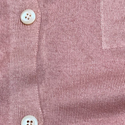 Good Prada Wool Silk Crew Neck High Gauge Knit Cardigan Size 40 Pink Women Used