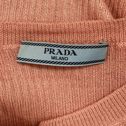 Good Prada Wool Silk Crew Neck High Gauge Knit Cardigan Size 40 Pink Women Used