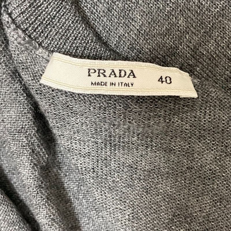 Prada Wool Silk Backless High Gauge Knit Cardigan Size 40 Gray Women's Preowned