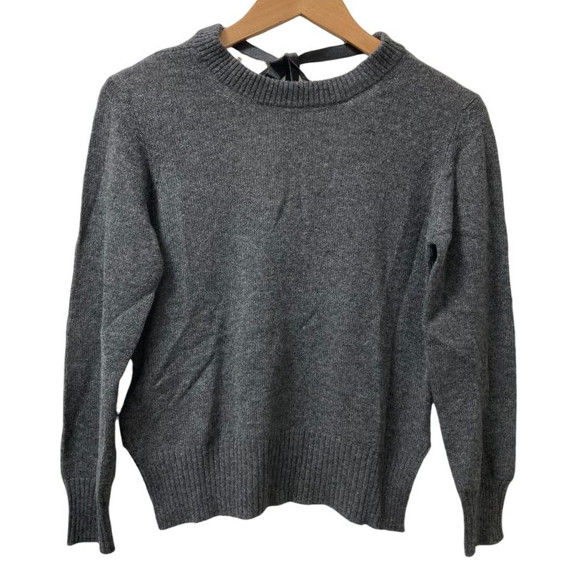 Prada Back Ribbon Cashmere Knit Sweater Size 40 Gray Women's Preowned Used
