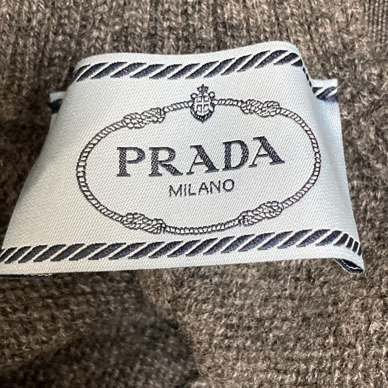 Prada Back Ribbon Cashmere Knit Sweater Size 40 Gray Women's Preowned Used
