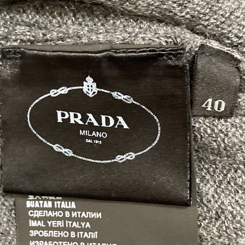 Prada Back Ribbon Cashmere Knit Sweater Size 40 Gray Women's Preowned Used