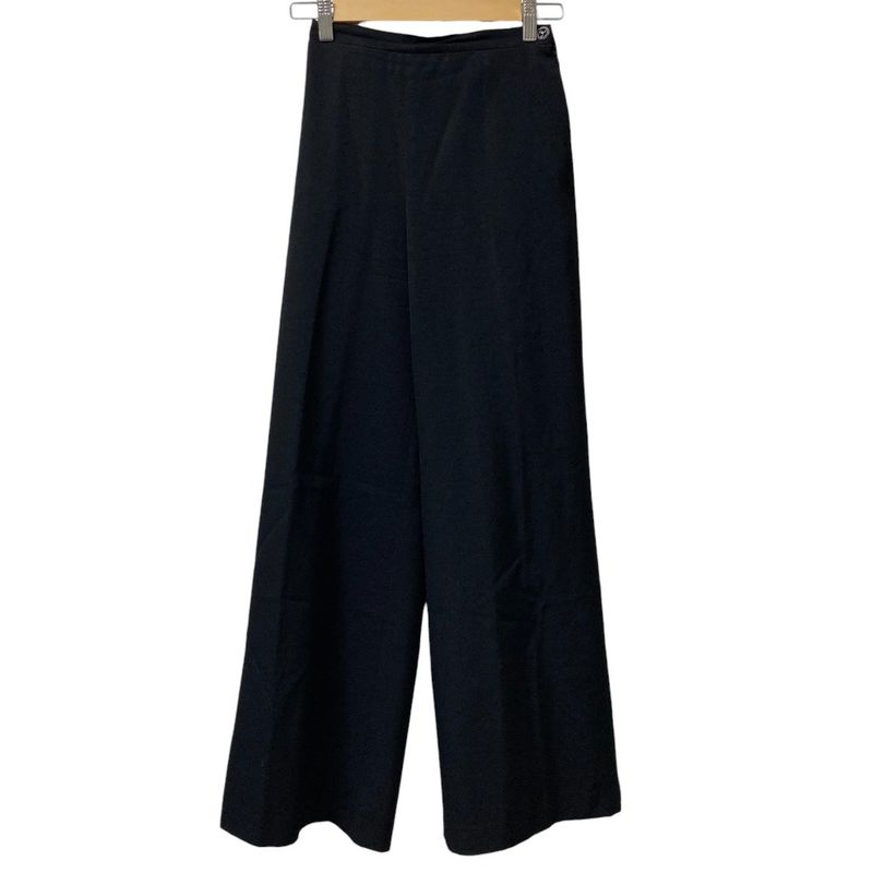 Chanel Coco Mark Button Wide Pants P40225 Size 34 Black Ladies Preowned Used