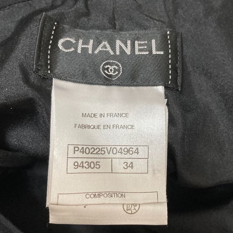 Chanel Coco Mark Button Wide Pants P40225 Size 34 Black Ladies Preowned Used
