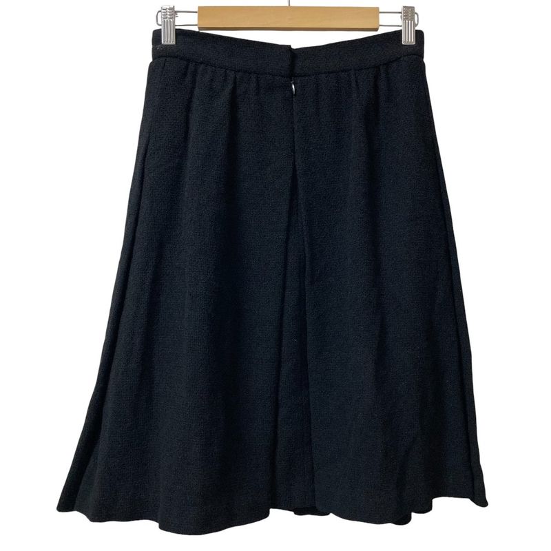 Good Chanel Box Pleated Tweed Skirt P37700 Size 38 Black Ladies Used