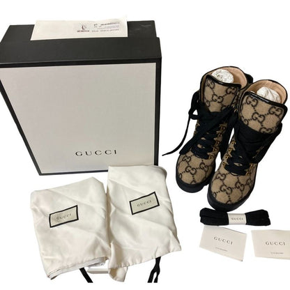 Gucci GG Pattern Sherry Line Wool Ankle Boots 583349 Size 38 Equivalent to 25cm